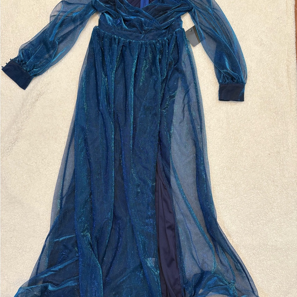 Soieblu Elegant Long Sleeve Blue Dress
